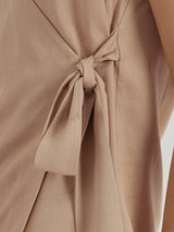 V-Neck Wrap Top - Beige