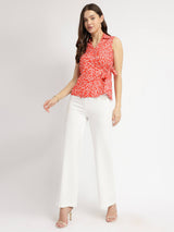 Floral Wrap Top - Red