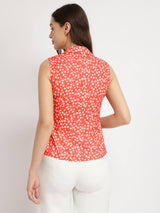 Floral Wrap Top - Red