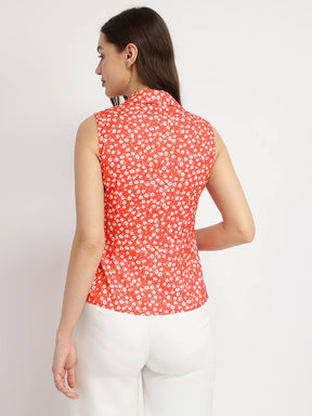 Floral Wrap Top - Red