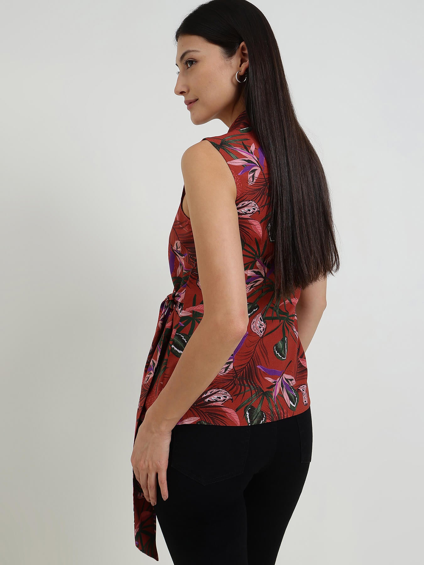 Floral Wrap Top - Rust
