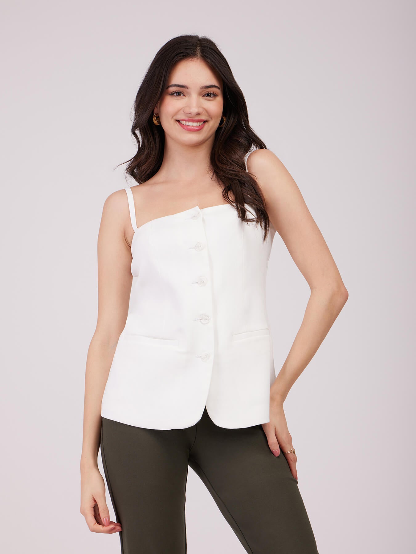 Square Neck Top - White