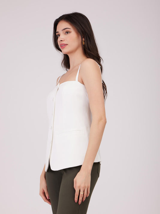 Square Neck Top - White