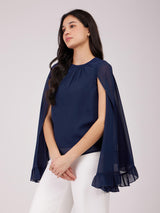 Cape Sleeves Top - Navy