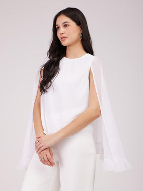 Cape Sleeves Top - White