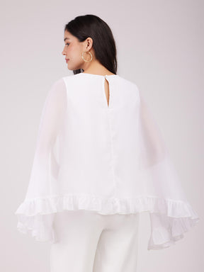 Cape Sleeves Top - White