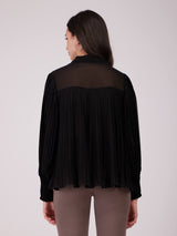 Flared Pleated Top - Black