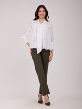 Flared Pleated Top - White