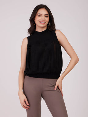 Band Neck Top - Black