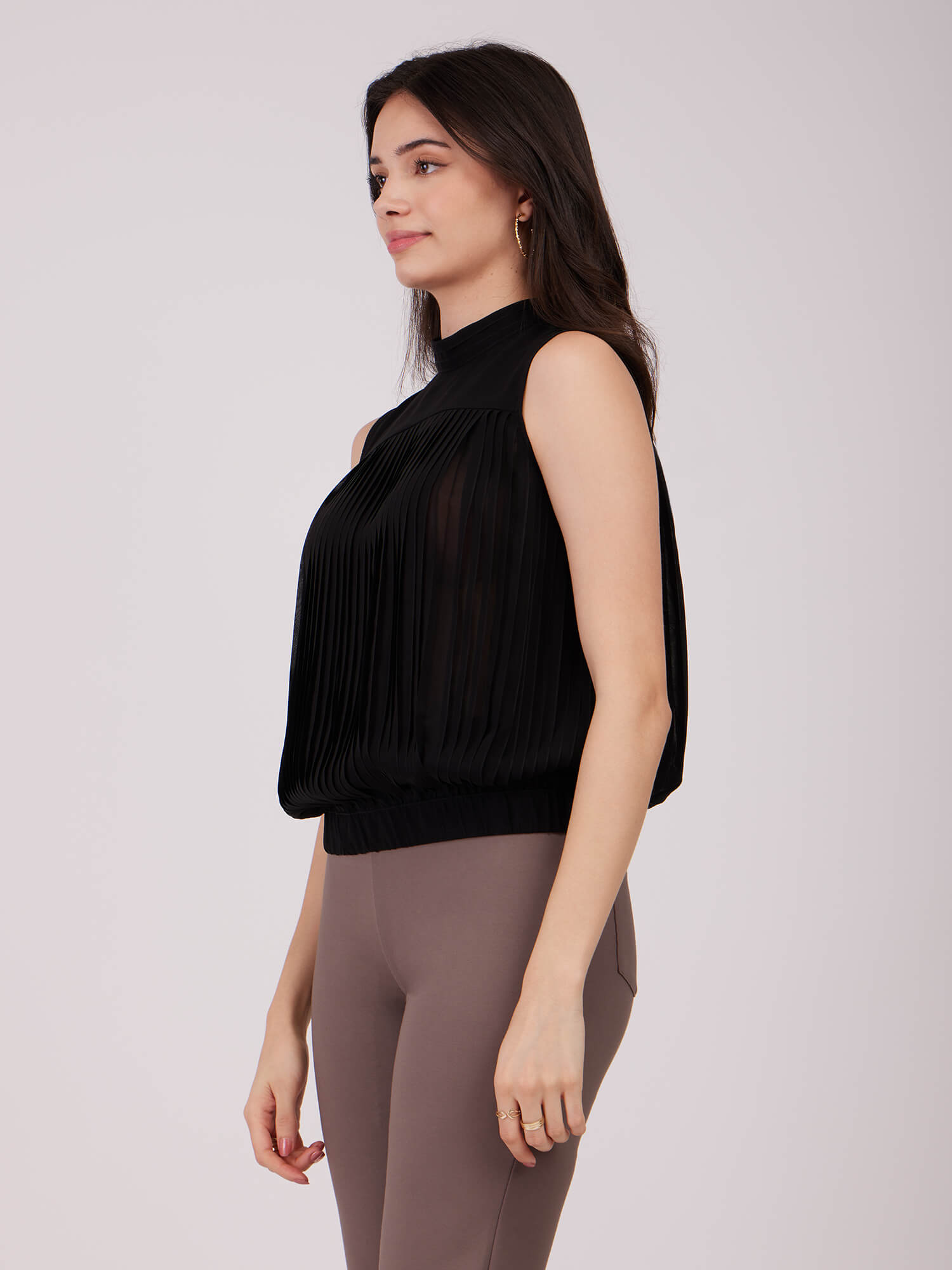 Band Neck Top - Black