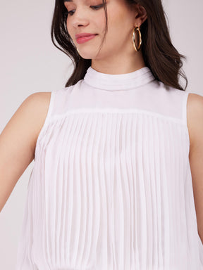 Band Neck Top - White