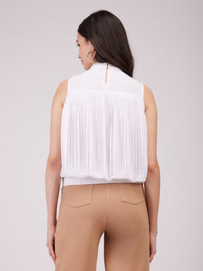 Band Neck Top - White