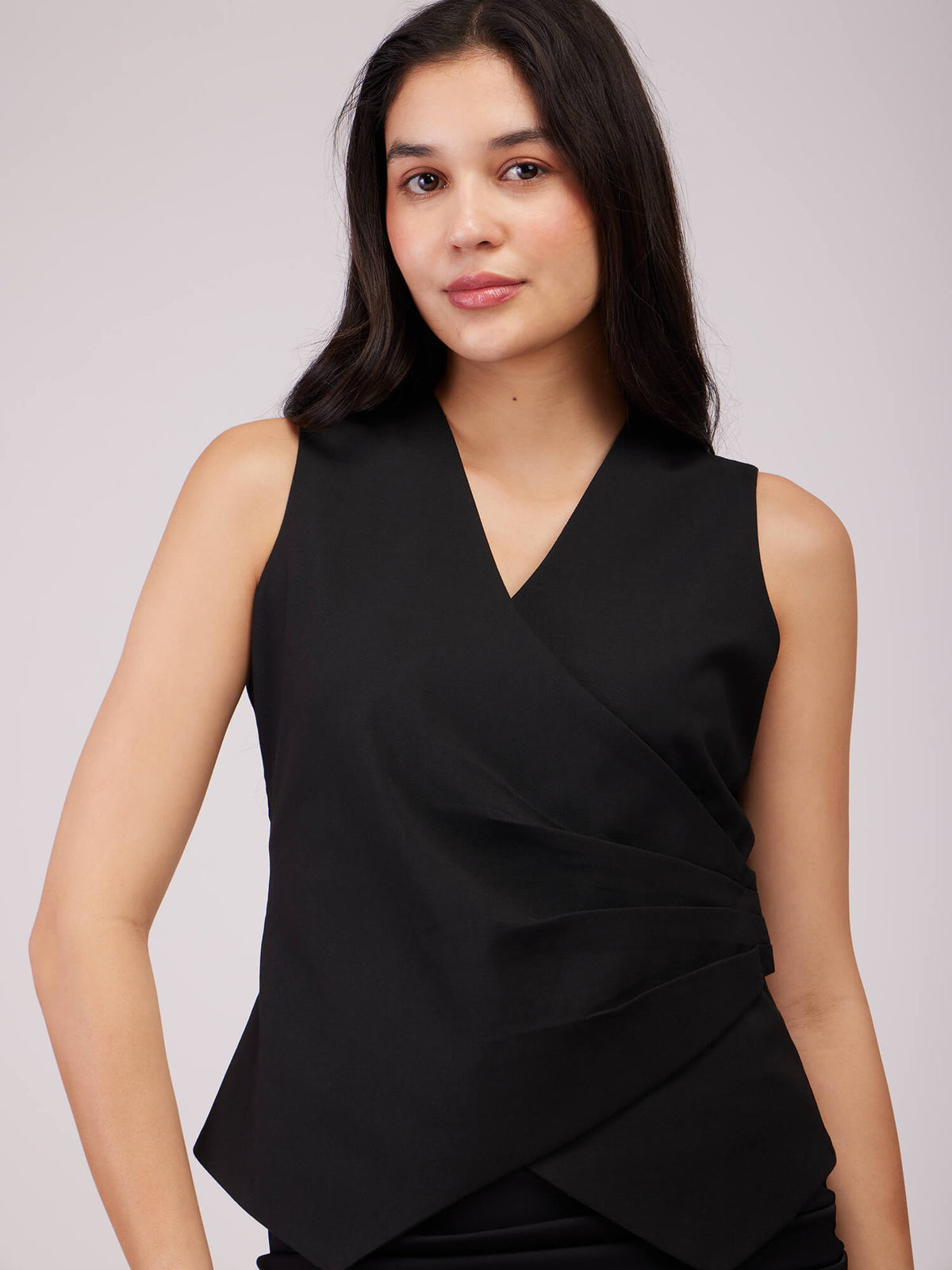 Draped Panel Waistcoat - Black