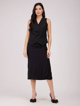 Draped Panel Waistcoat - Black