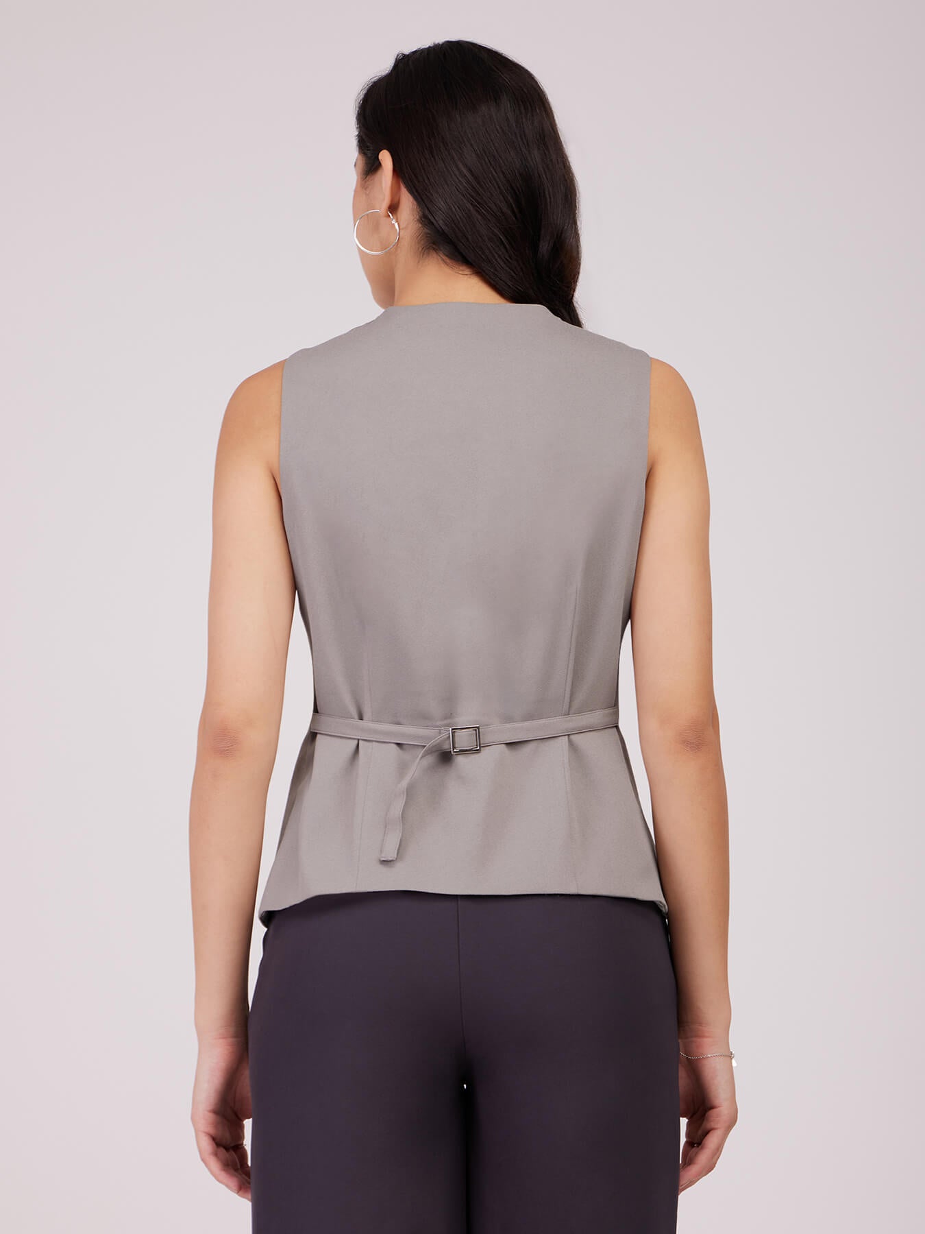 Placket Detail Waistcoat - Grey