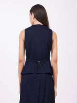 Placket Detail Waistcoat - Navy Blue