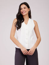 Placket Detail Waistcoat - White