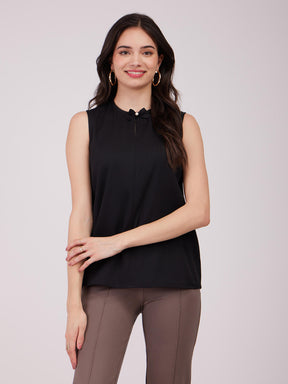 Bow Neck Top - Black