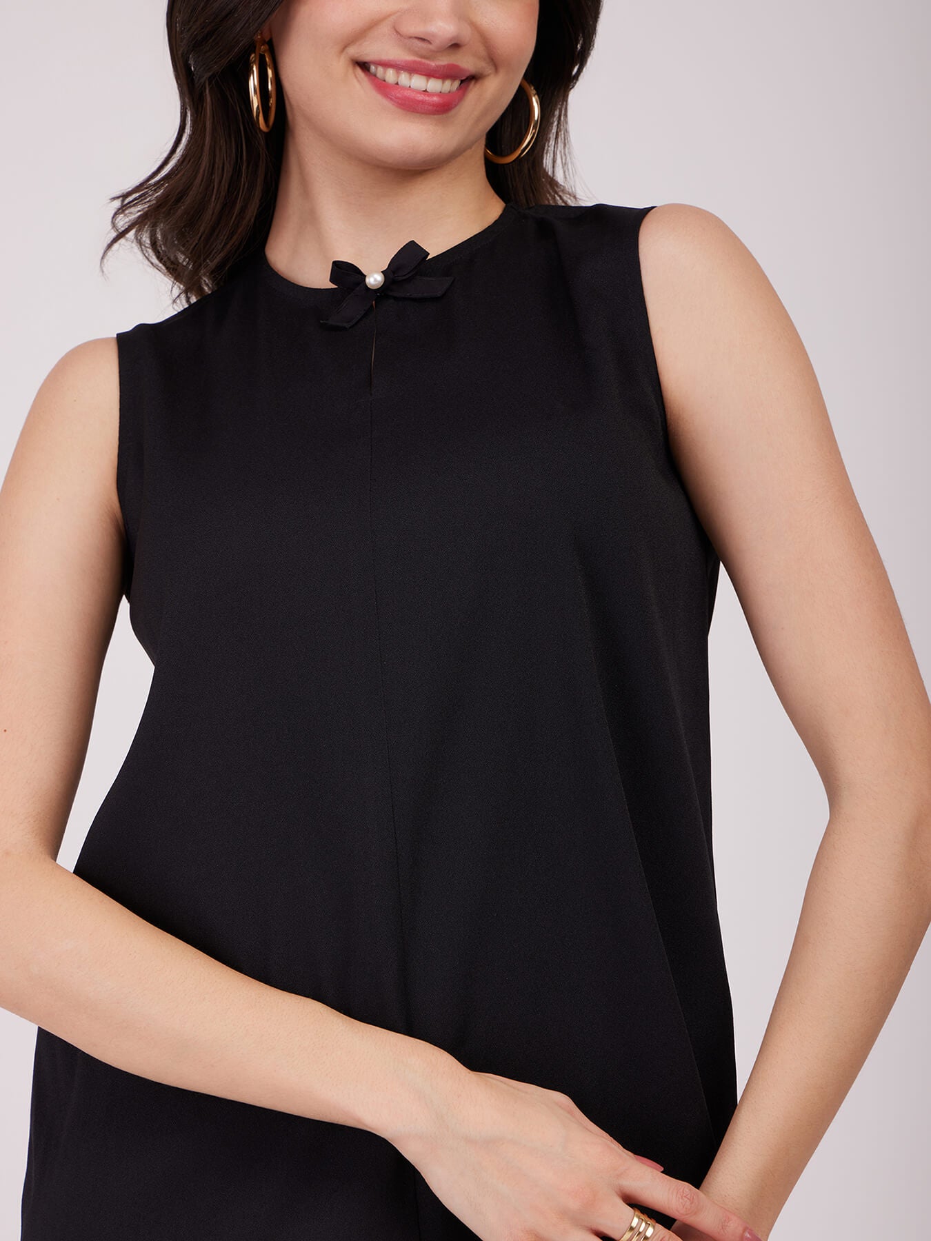 Bow Neck Top - Black