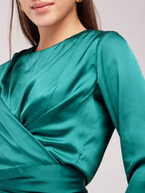 Satin Wrap Top - Teal