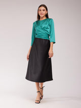 Satin Wrap Top - Teal