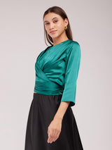 Satin Wrap Top - Teal