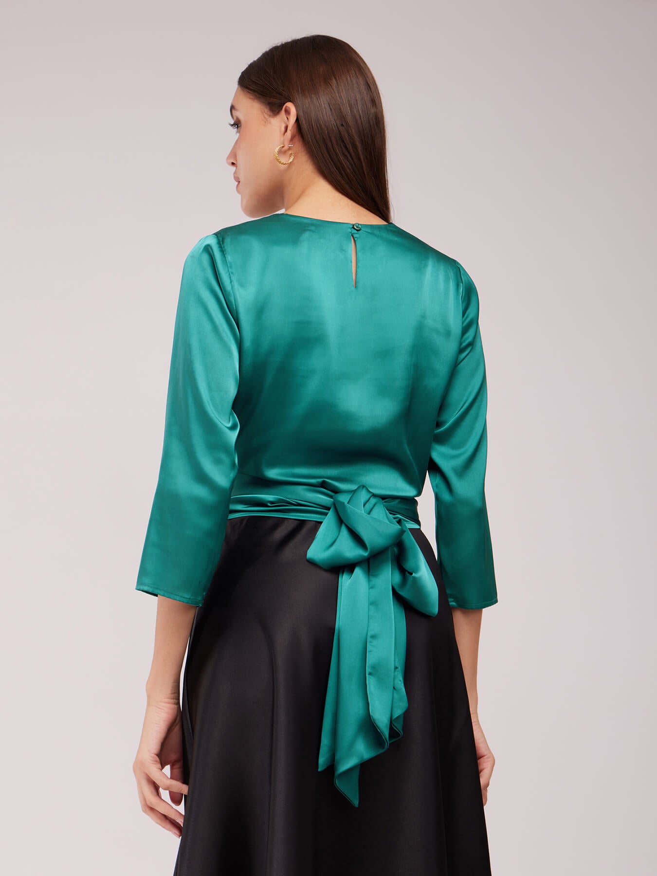 Satin Wrap Top - Teal