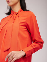 Front Pleated Tie-up Top - Orange