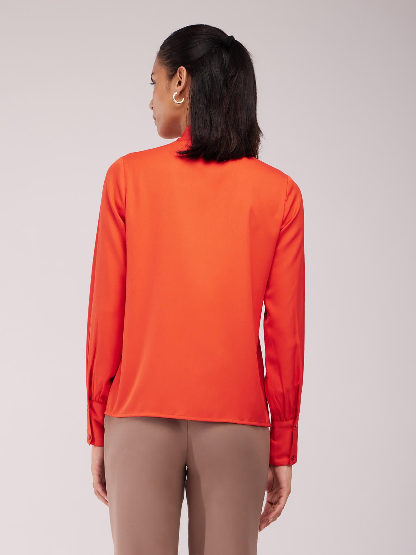 Front Pleated Tie-up Top - Orange