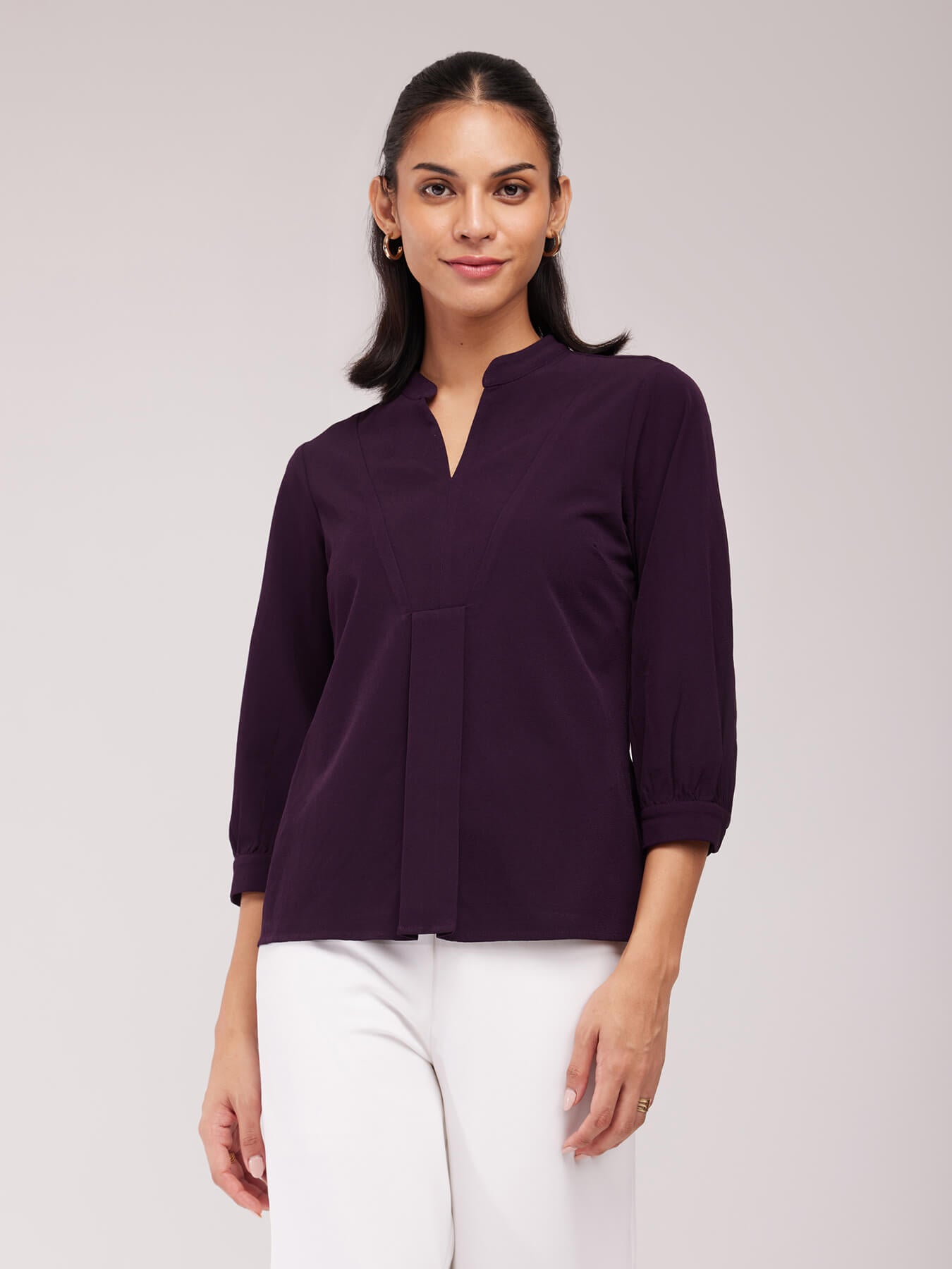 Front Box Pleated Top - Purple