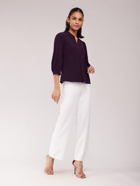 Front Box Pleated Top - Purple