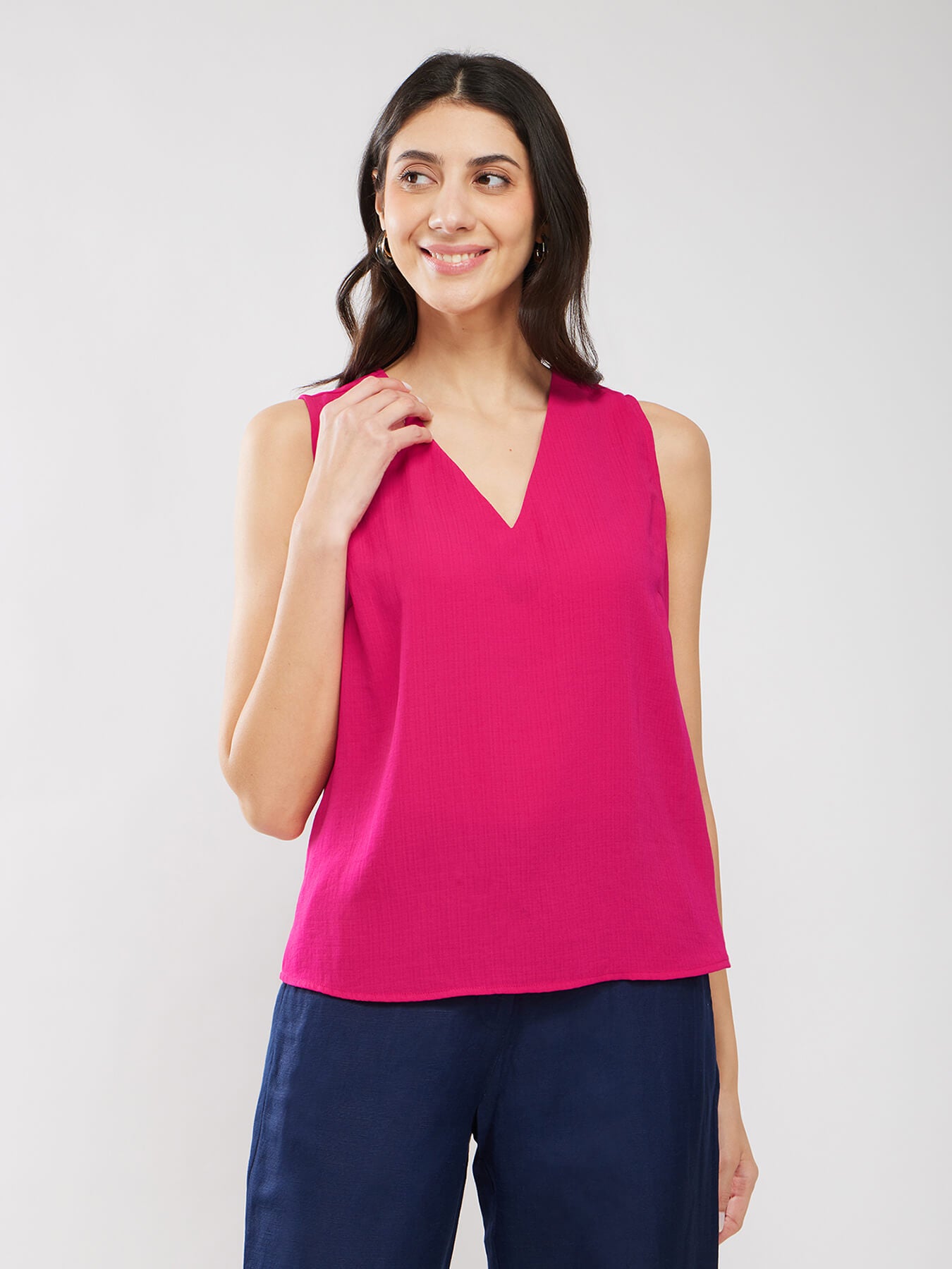 Self Textured Top - Fuchsia