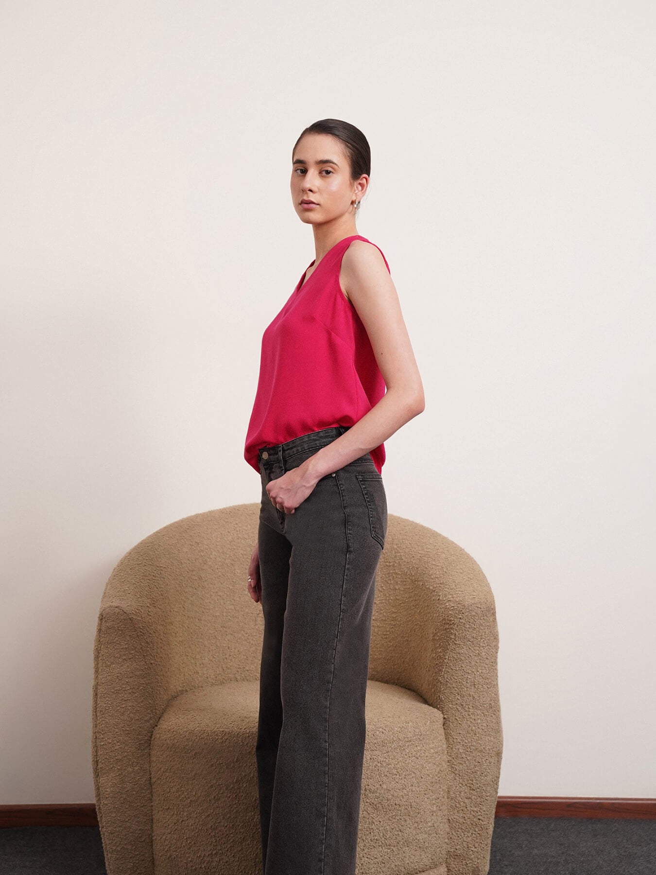 Self Textured Top - Fuchsia
