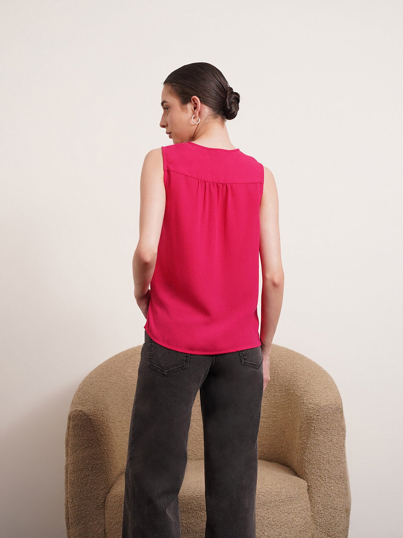 Self Textured Top - Fuchsia