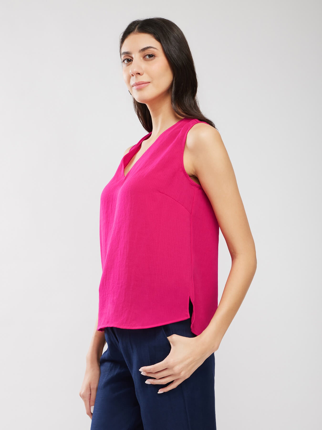 Self Textured Top - Fuchsia