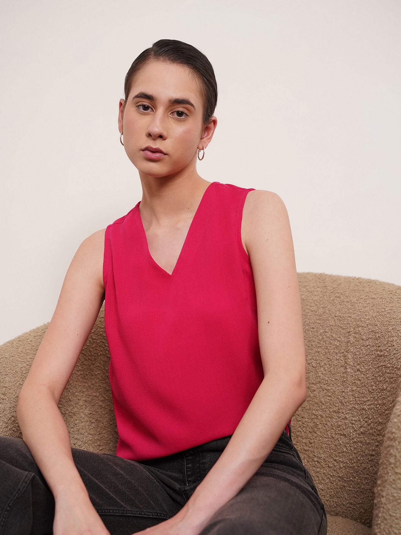 Self Textured Top - Fuchsia