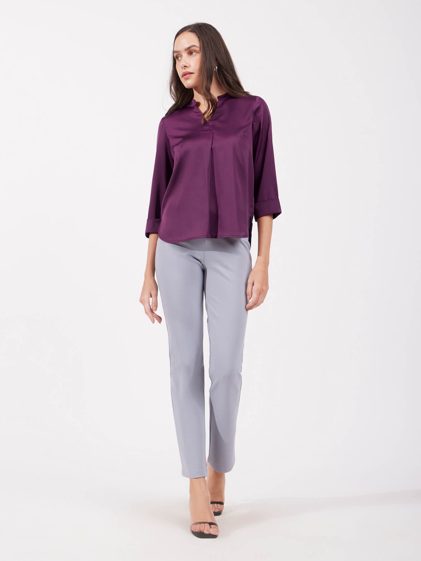 Satin Pleated Top - Burgandy