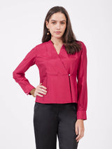 Silk Wrap Top - Fuchsia