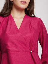 Silk Wrap Top - Fuchsia