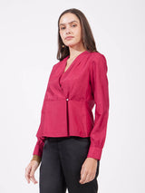 Silk Wrap Top - Fuchsia