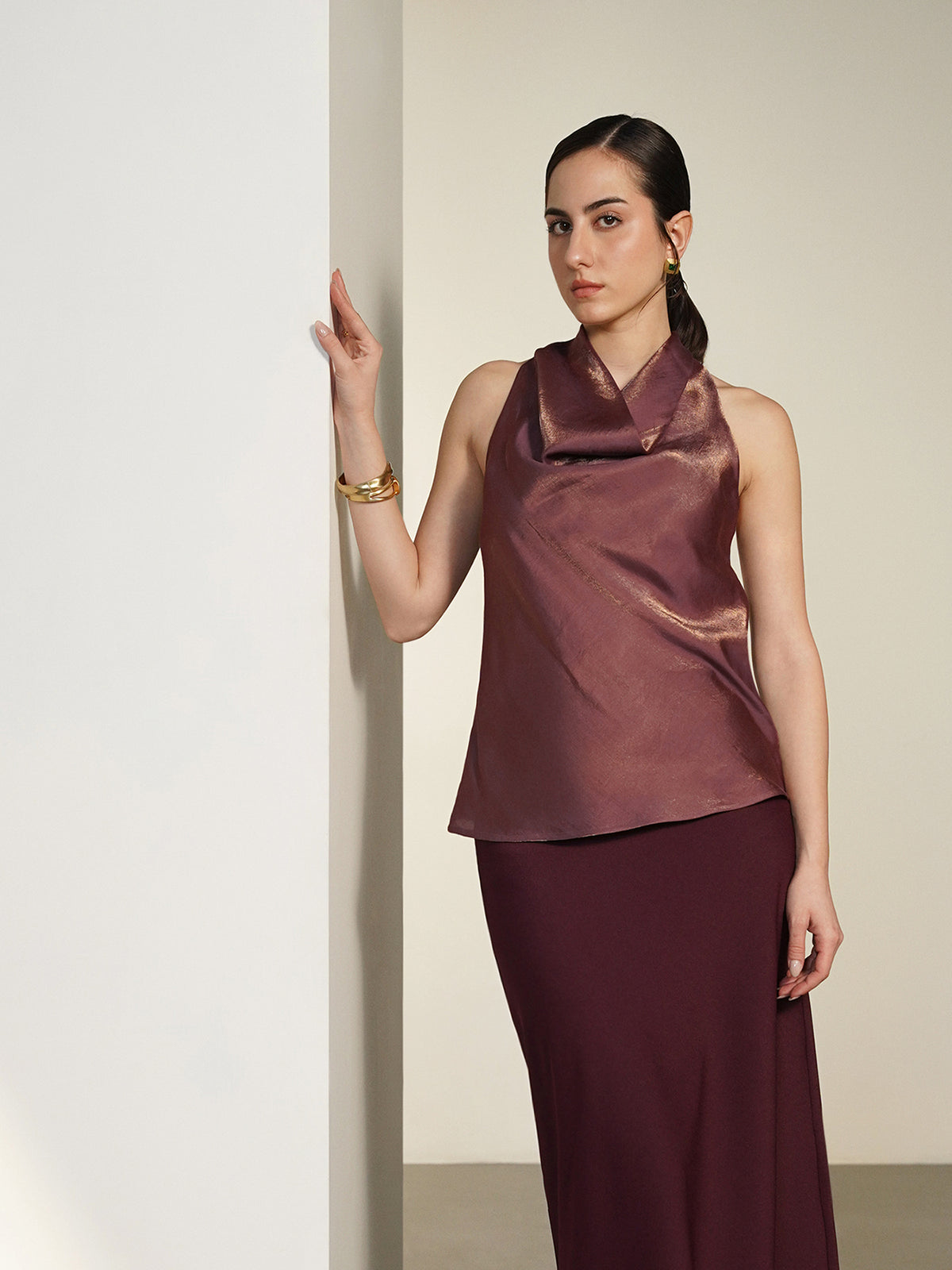 Cowl Neck Top - Pink