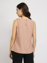 Cowl Tie-up Top - Beige