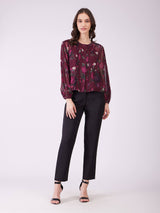 Chiffon Floral Printed Top - Plum