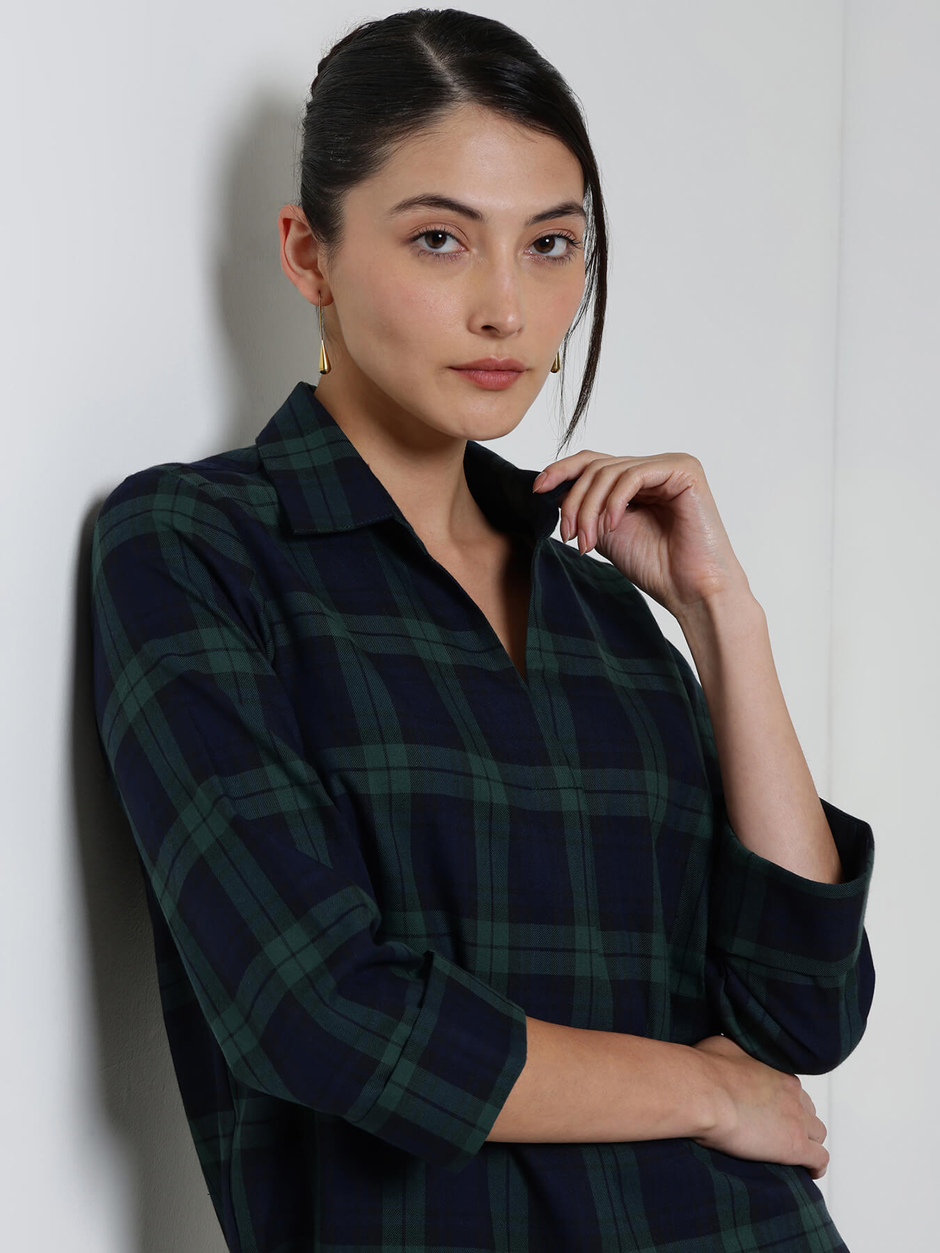 Cotton Checkered Top - Blue