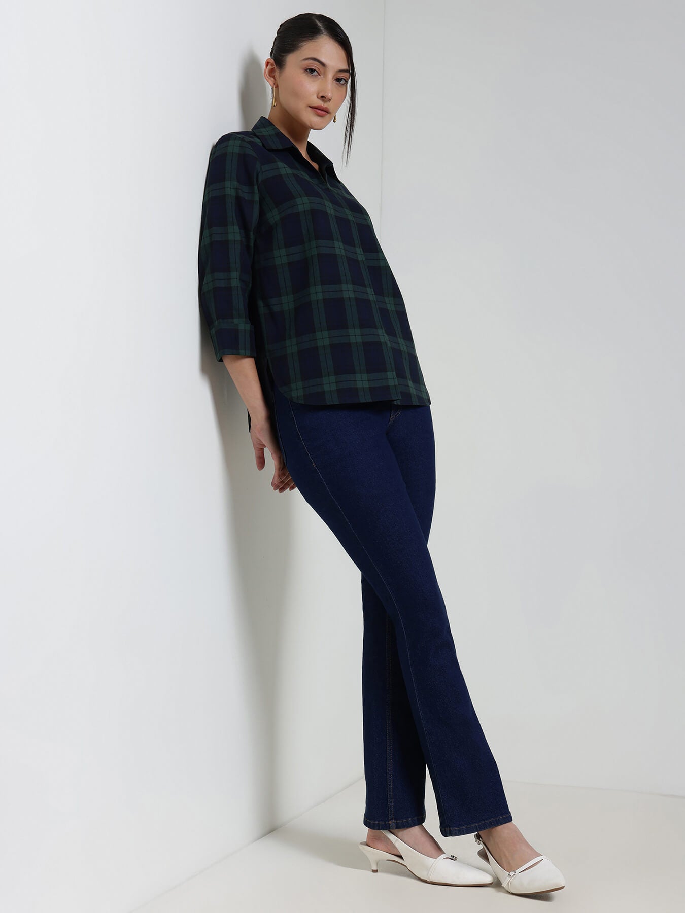 Cotton Checkered Top - Blue