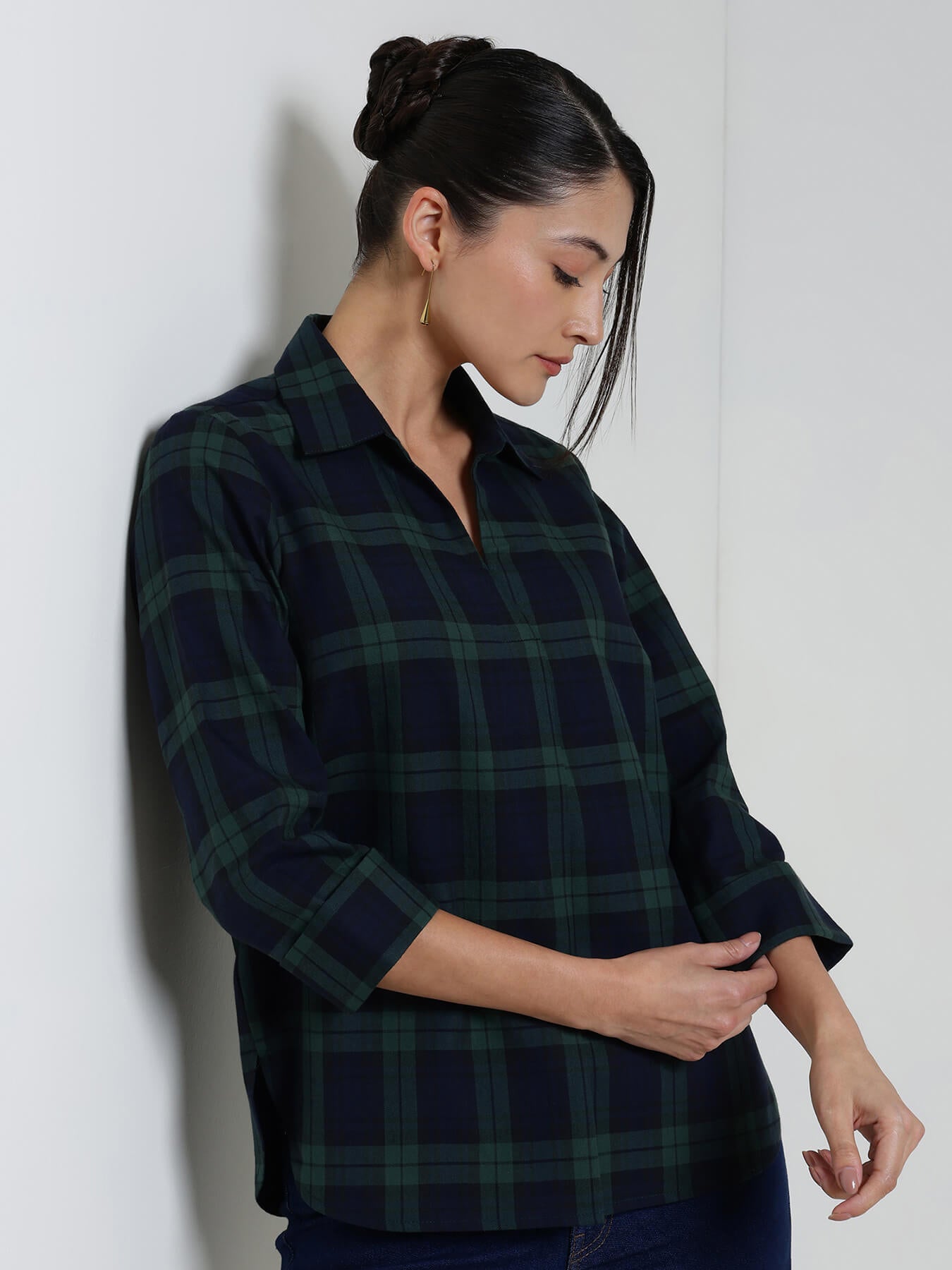 Cotton Checkered Top - Blue