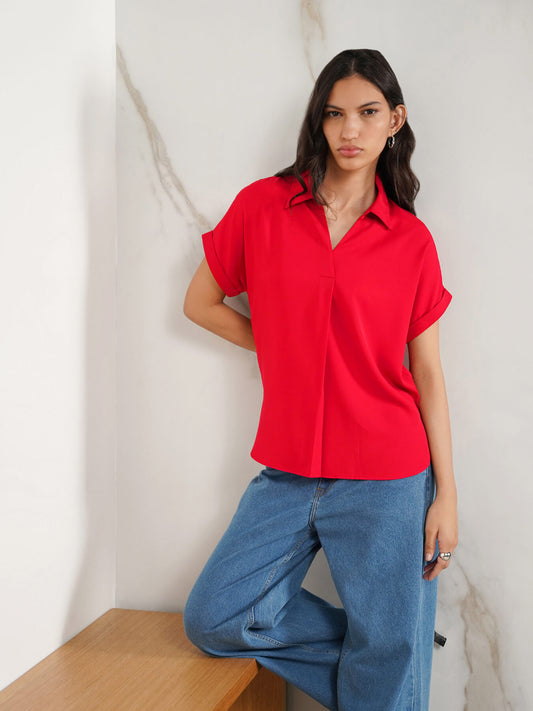 V-neck Top - Red