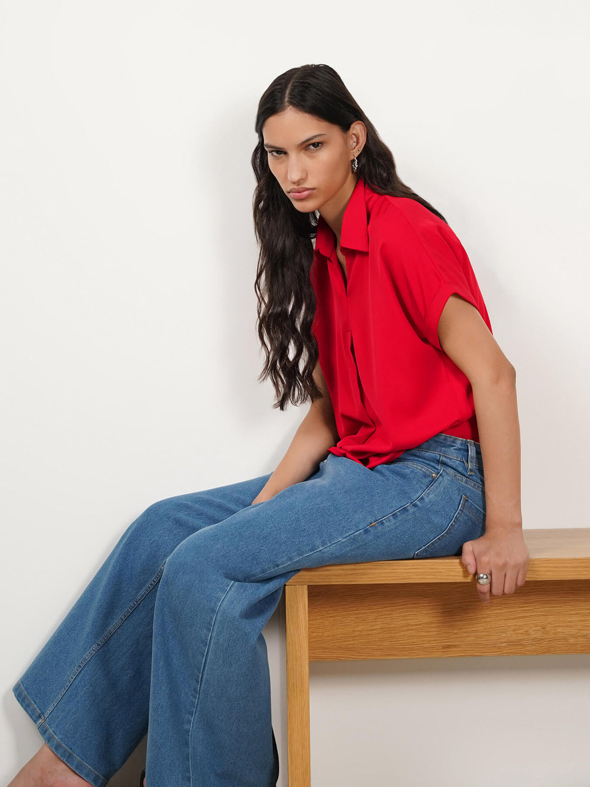 V-neck Top - Red