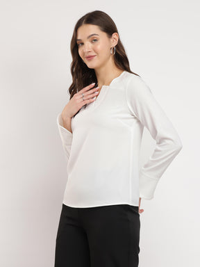 V-Neck Top - White