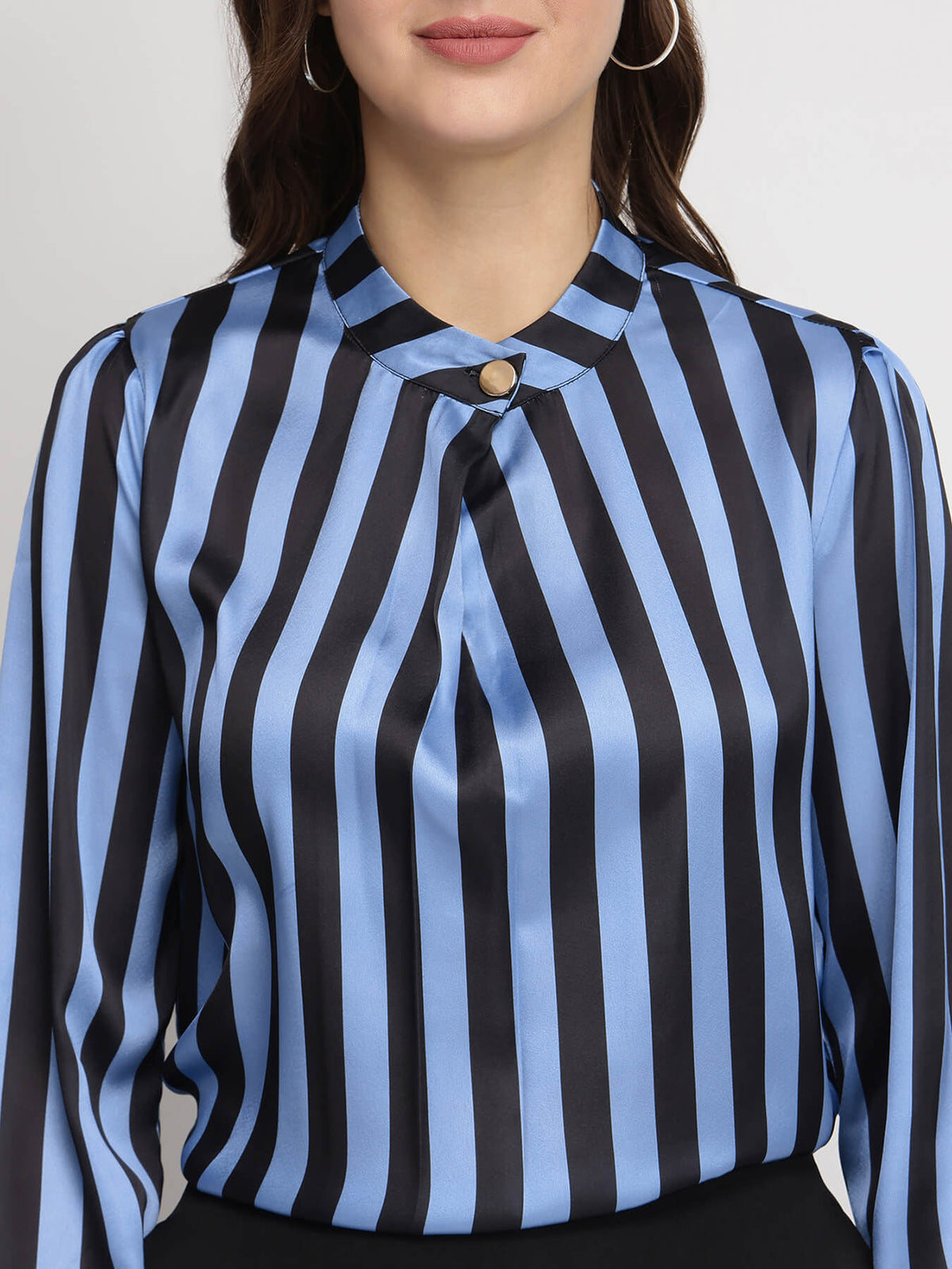 Satin Striped Top - Blue